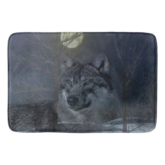 Wolf Spirit Moon Night Badmat (Voorkant)