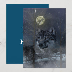 Wolf Spirit Moon Night Bedankkaart