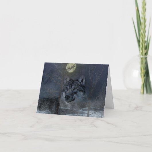 Wolf Spirit Moon Night Bedankkaart (Voorkant)