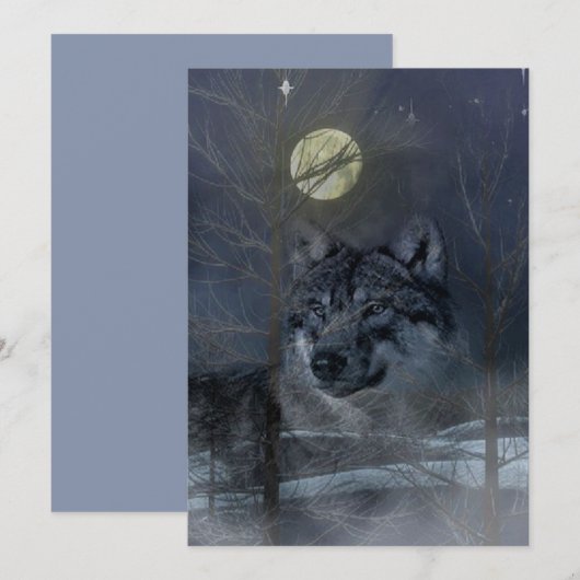 Wolf Spirit Moon Night Kaart (Voorkant / Achterkant)