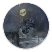 Wolf Spirit Moon Night Keramische Knop (Voorkant)