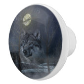 Wolf Spirit Moon Night Keramische Knop (Rechts)