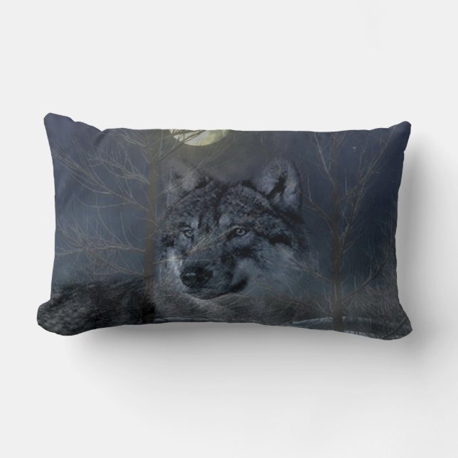Wolf Spirit Moon Night Kussen (Voorkant)