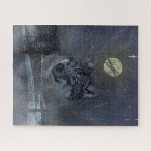 Wolf Spirit Moon Night Legpuzzel (Horizontaal)