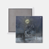 Wolf Spirit Moon Night Magneet (Voorkant / Achterkant)
