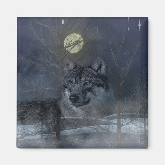 Wolf Spirit Moon Night Magneet (Voorkant)