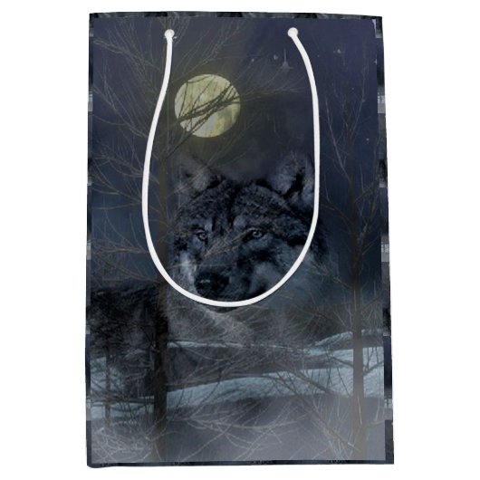 Wolf Spirit Moon Night Medium Cadeauzakje (Voorkant)