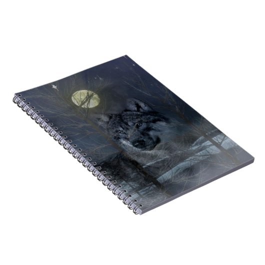 Wolf Spirit Moon Night Notitieboek (Rechterzijde)