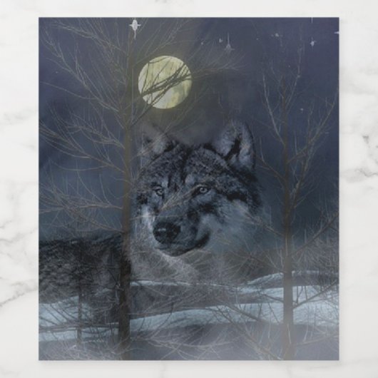Wolf Spirit Moon Night Wijn Etiket (Enkel label)