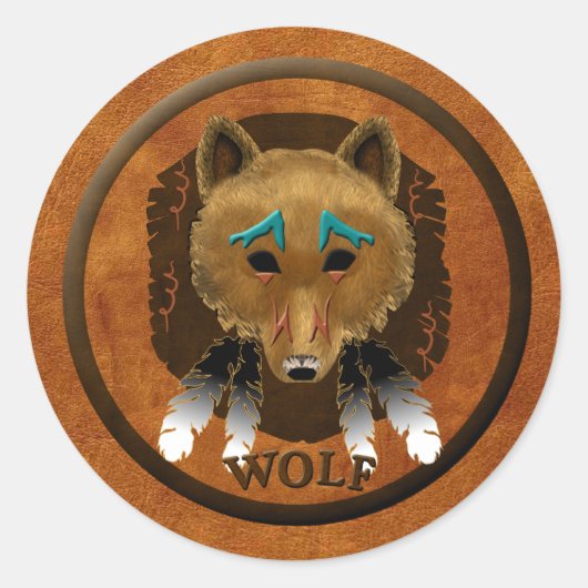 Wolf Spirit Ronde Sticker (Voorkant)