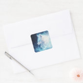 Wolf Spirit with Glowing Eyes in Galaxy Nebula Vierkante Sticker (Envelop)