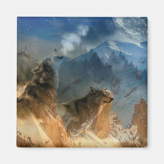 Wolf Spirits in Mountain Mist Magneet (Voorkant)