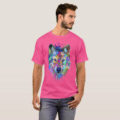Wolf Splash Art Dier Gezicht Wolf Lover T-shirt (Voorkant volledig)
