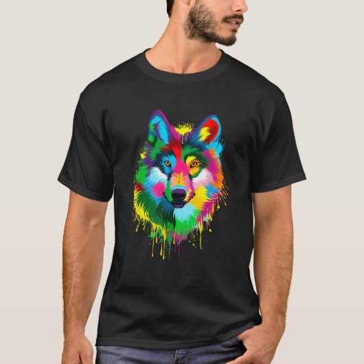 Wolf Splash Artwork Hunter Wildlife Dierenvriend T-shirt (Voorkant)