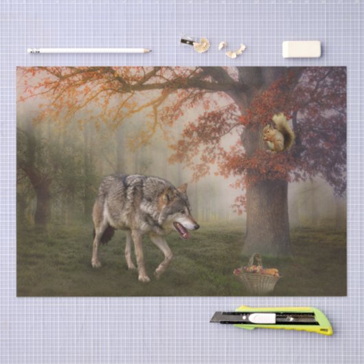 Wolf Squirrel Fantasy Autumn Tissuepapier (Craft)