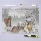 Wolf Squirrel Winter Snow Forest Moon Landscape Tissuepapier (Craft)