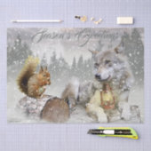 Wolf Squirrel Winter Snow Forest Moon Landscape Tissuepapier (Craft)