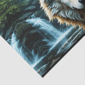 Wolf Staande in rivier met bloemen Tissuepapier (Detail)