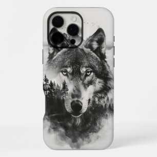 Wolf staart door nevelig bos iPhone 16 pro max hoesje