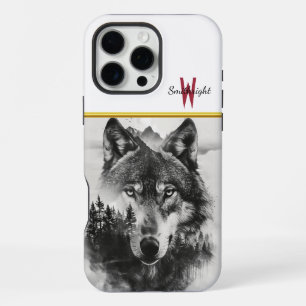 Wolf staart door nevelig bos iPhone 16 pro max hoesje