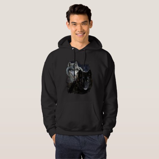 Wolf Star Wolves Wild Moon Stars Loyal Gray Wolf Hoodie (Voorkant volledig)
