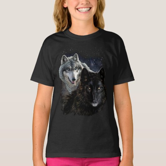 Wolf Star Wolves Wild Moon Stars Loyal Gray Wolf T-shirt (Voorkant)