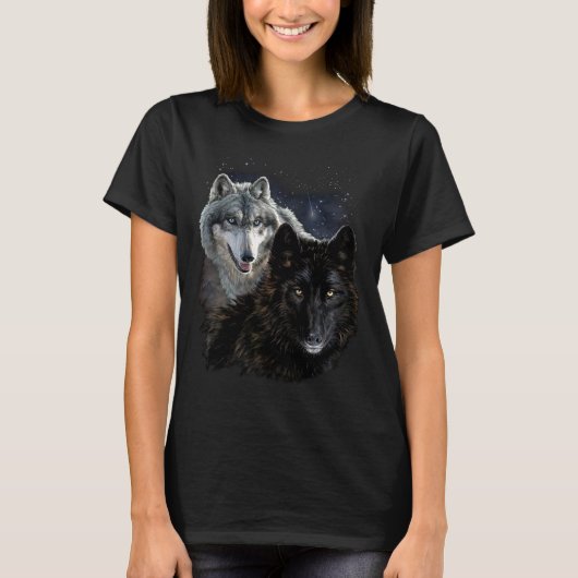 Wolf Star Wolves Wild Moon Stars Loyal Gray Wolf T-shirt (Voorkant)