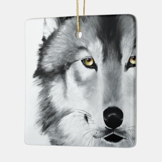 Wolf Stare Down Keramisch Ornament (Links)