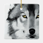 Wolf Stare Down Keramisch Ornament (Achterkant)