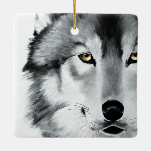 Wolf Stare Down Keramisch Ornament (Achterkant)