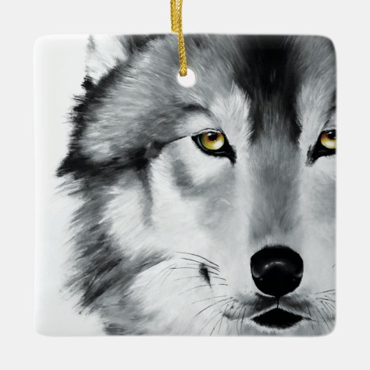 Wolf Stare Down Keramisch Ornament (Voorkant)