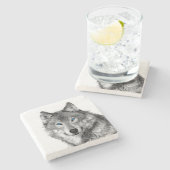 Wolf Stenen Onderzetter (Zijkant)