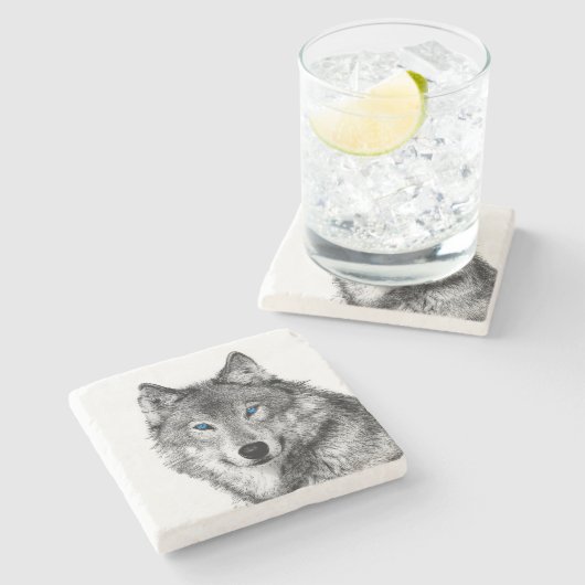 Wolf Stenen Onderzetter (Zijkant)