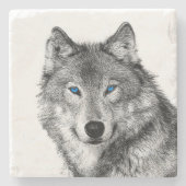 Wolf Stenen Onderzetter (Voorkant)