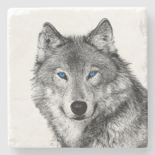 Wolf Stenen Onderzetter (Voorkant)