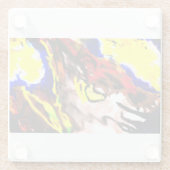 Wolf ster geel glazen onderzetter (Achterkant)