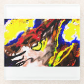 Wolf ster geel glazen onderzetter (Voorkant)