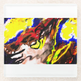 Wolf ster geel glazen onderzetter