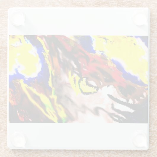 Wolf ster geel glazen onderzetter (Achterkant)