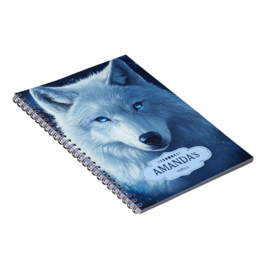Wolf Sterren Hemelse Tiener Angst Gepersonaliseerd Notitieboek (Rechterzijde)