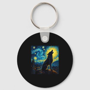 Wolf Sterrennacht Howling Moon Funny Voor Mannen V Sleutelhanger