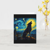 Wolf Sterrennacht Howling Moon Grappige geschenken Kaart (Gele Bloem)