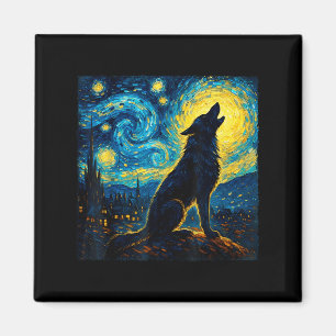 Wolf Sterrennacht Howling Moon Grappige geschenken Magneet