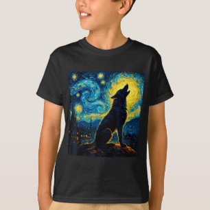 Wolf Sterrennacht Howling Moon Grappige geschenken T-shirt