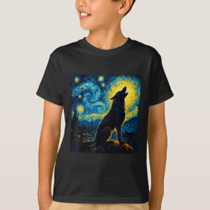 Wolf Sterrennacht Howling Moon Grappige geschenken T-shirt