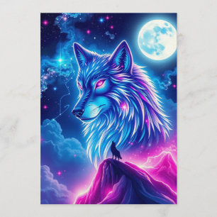 Wolf Sterrenstelsel Kosmisch Verjaardagsfeest Kaart