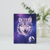 Wolf sterrenstelsel sterren kosmisch verjaardagsfe briefkaart (Staand voorkant)