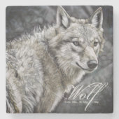 Wolf [Stone Coaster] Stenen Onderzetter (Voorkant)