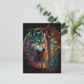 Wolf Surreal Fantasy Briefkaart (Staand voorkant)