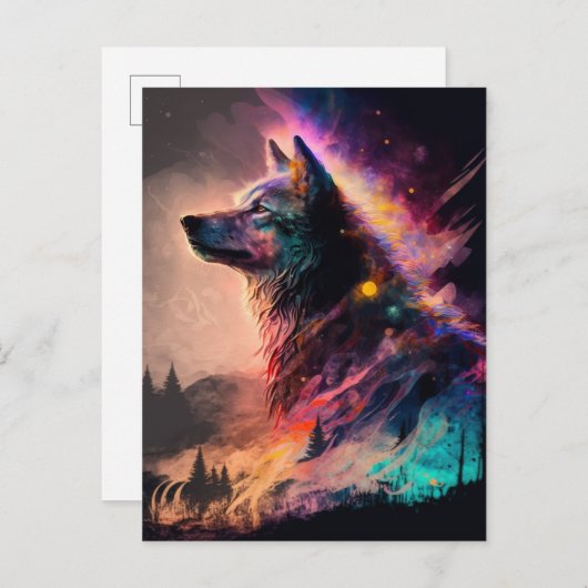 Wolf Surreal Fantasy Briefkaart (Voorkant / Achterkant)